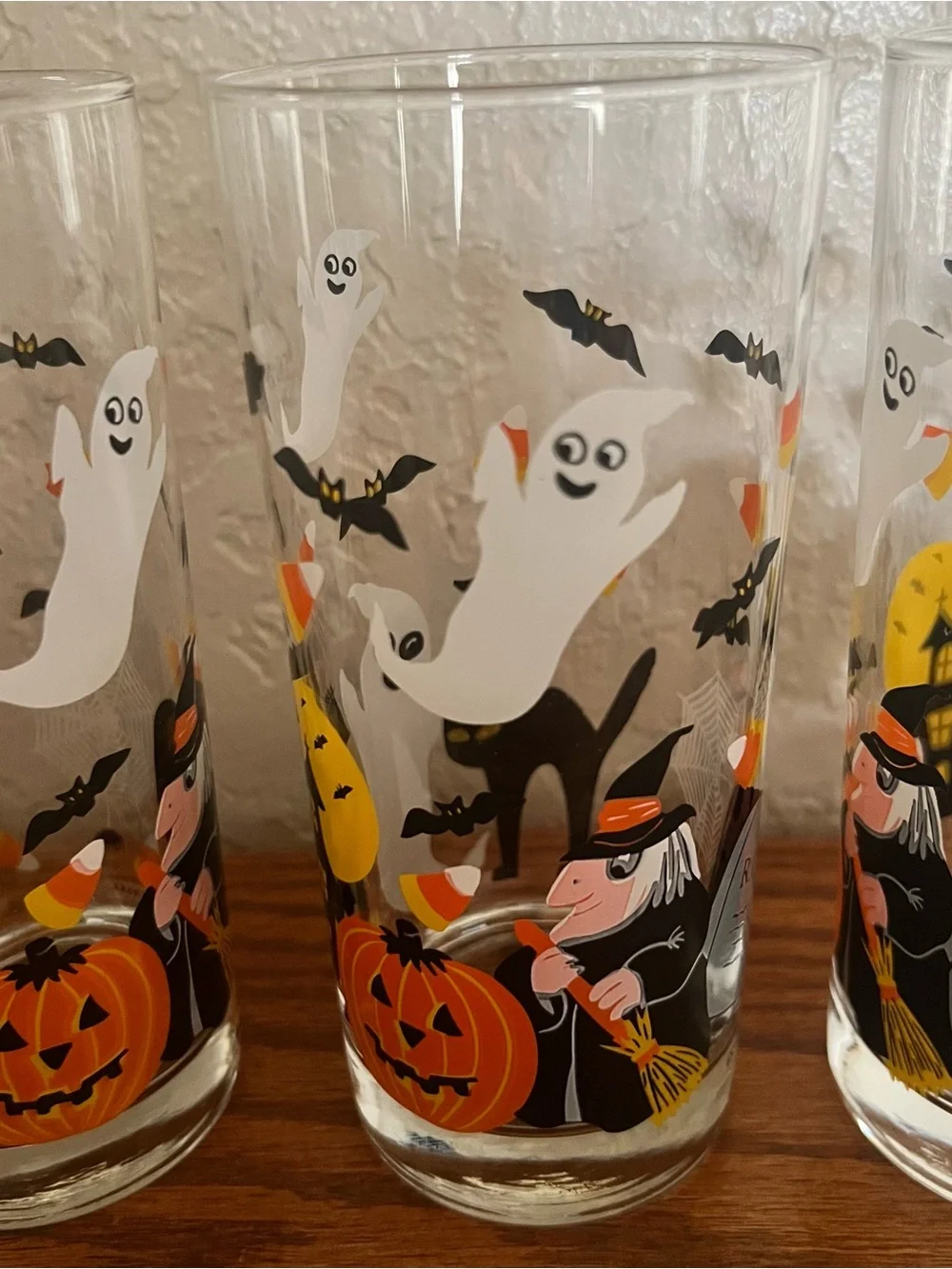 Set of 4 Rare Vintage Culver SpookyTown Halloween Glasses